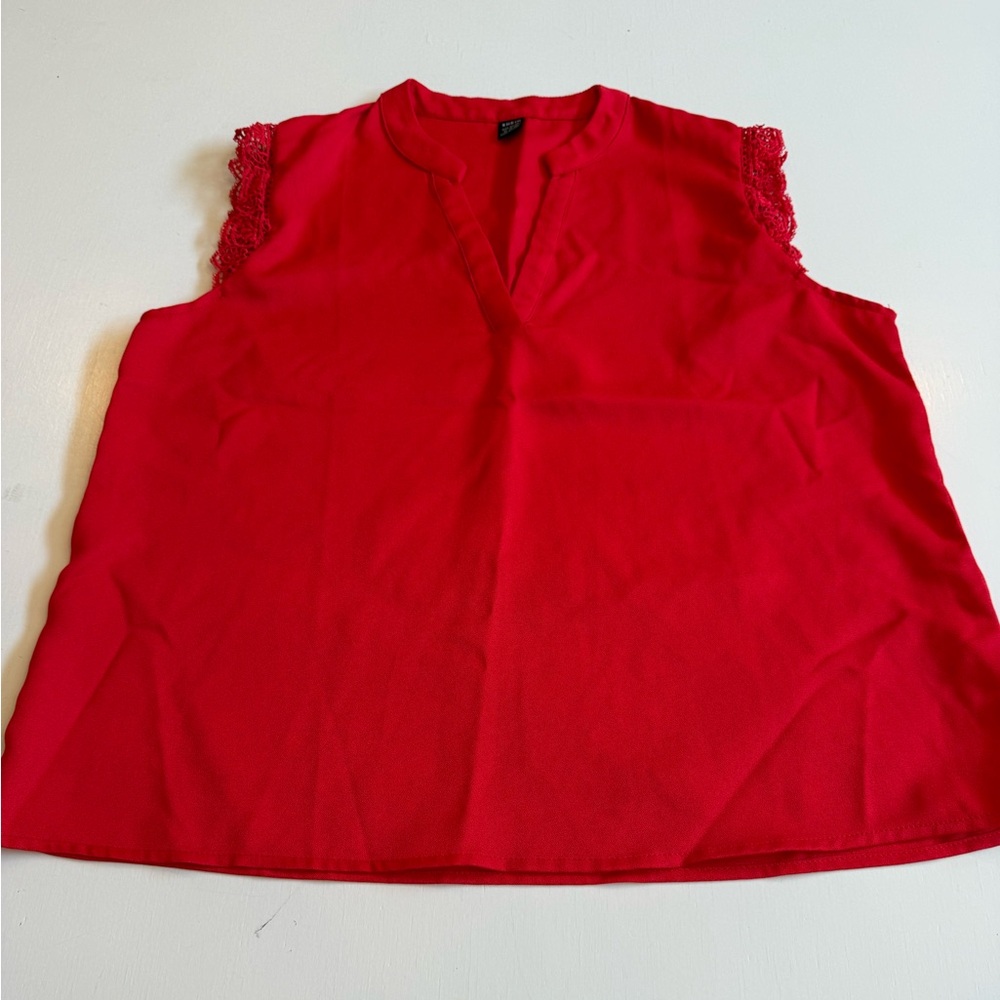 SHEIN Vibrant Red Cap Sleeve Blouse